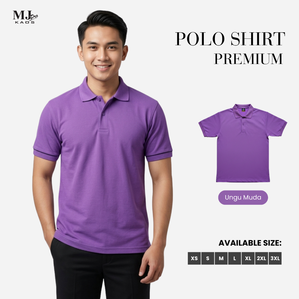 Kaos Polo Shirt Pria UNGU MUDA Baju Kerah Ukuran XS S M L XL XXL XXXL