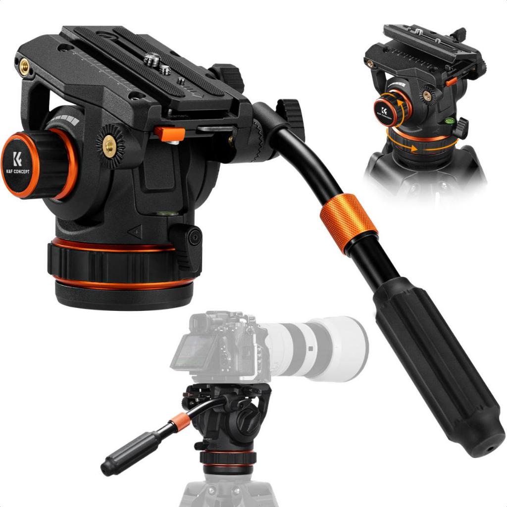 Concept Professional Fluid Head, Silky-Smooth Fluid Head Tripod for Video Stable Tripod Head Mount,