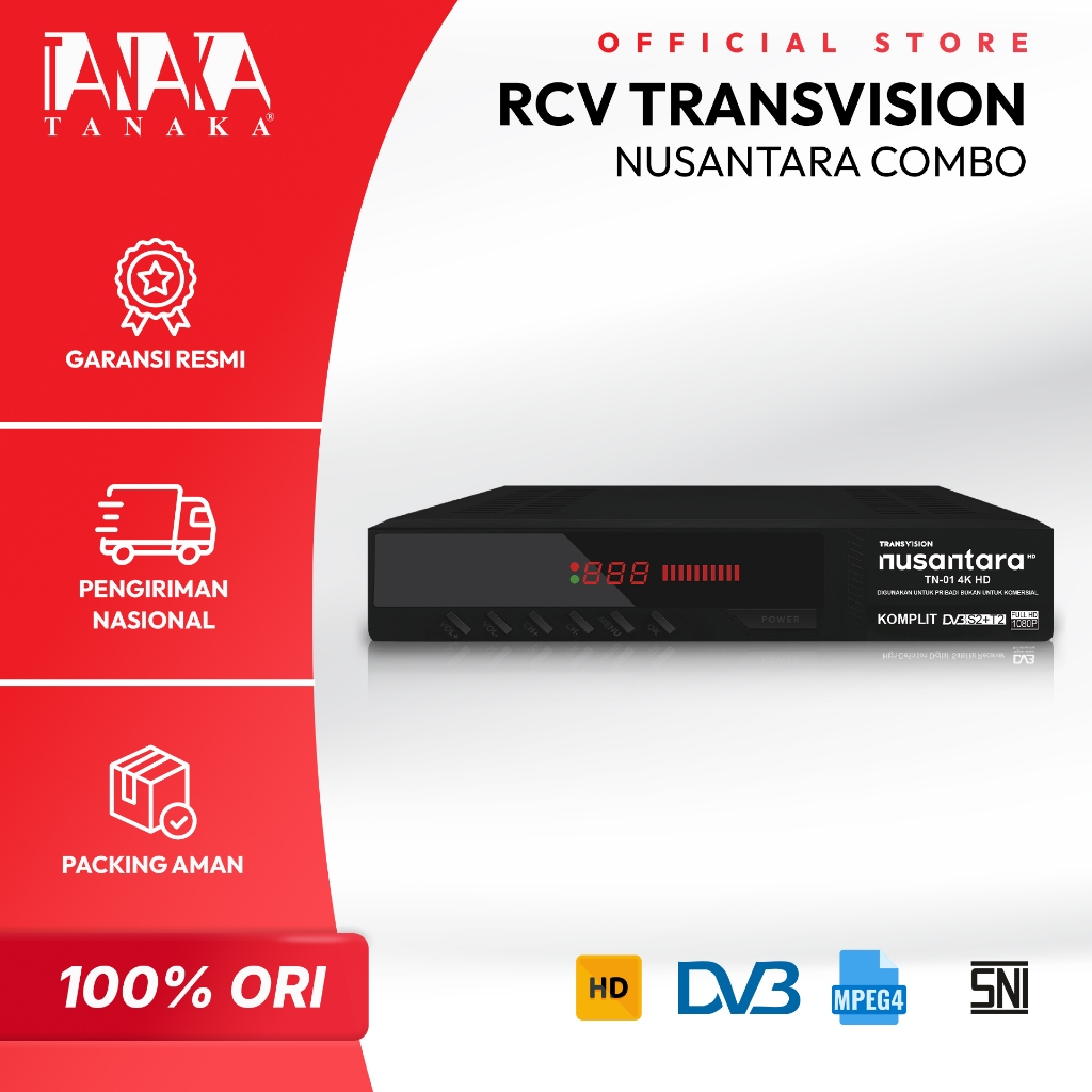 TANAKA RCV Transivision Nusantara HD COMBO Receiver Set Top Box Type T2 STB Siaran TV Digital Garans