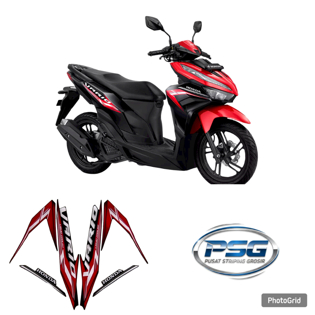 STIKER STRIPING LIS BODY MOTOR HONDA VARIO 125 TAHUN 2024 2025 WARNA HITAM MERAH