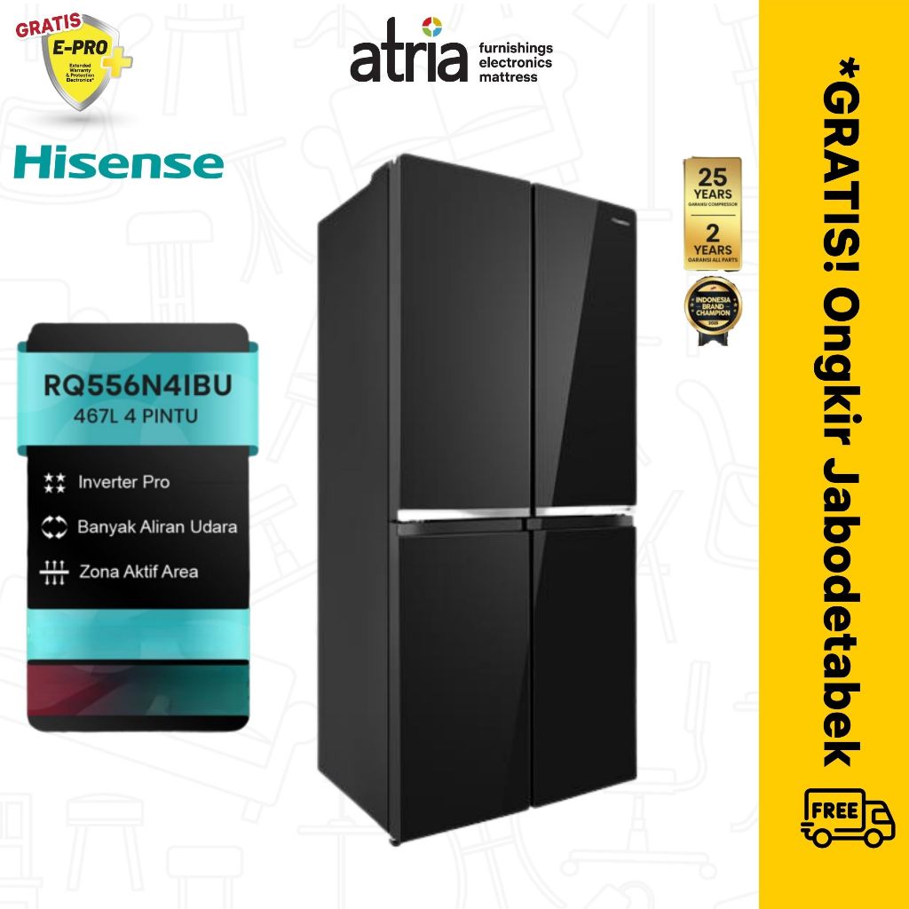 HISENSE RQ556N4IBU KULKAS 4 PINTU 467 LITER - HISENSE RQ 556 N4IBU