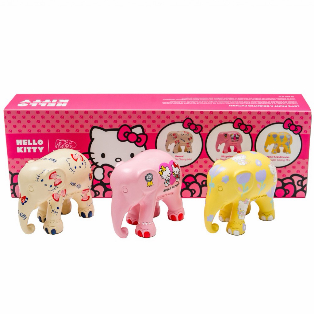 Hello Kitty Thailand Elephant Parade Collectable Figurine Patung Dekorasi Gajah Handmade Handpainted