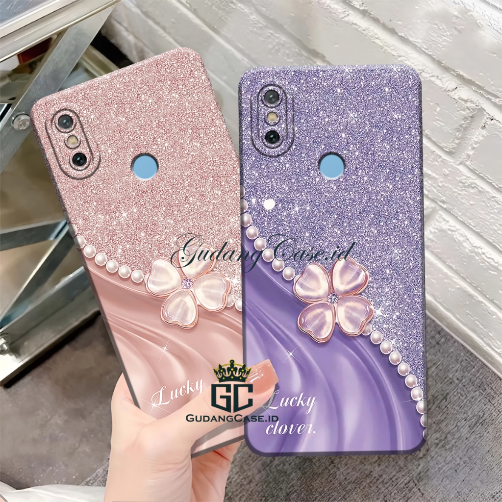 Case Hp Xiaomi Mi 6X / Mi A2 2018 Softcase Lentur Pelindung Kamera Motif Bunga Glitter