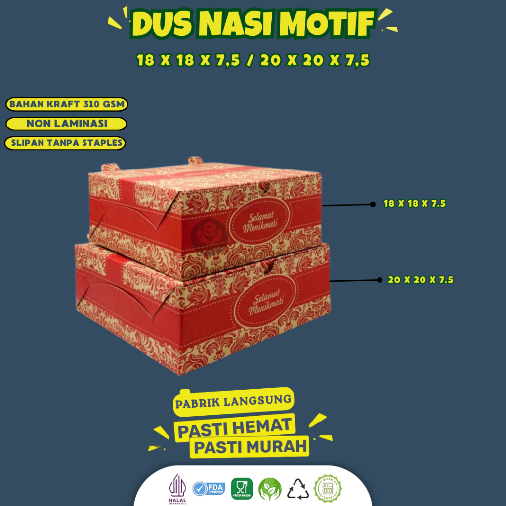 (50 Pcs) Dus Nasi Kotak 18x18 & 20x20 / Box Nasi Kotak 20x20 & 18x18 / Dus Box Kotak Nasi Katering B
