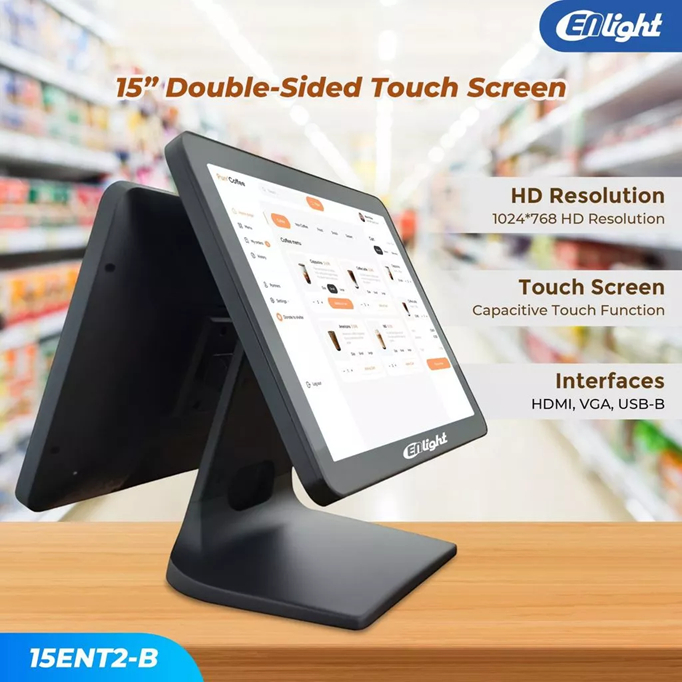 Monitor Enlight 15EN2T-B Dual Touchscreen Monitor untuk POS system cocok untuk sistem kasir