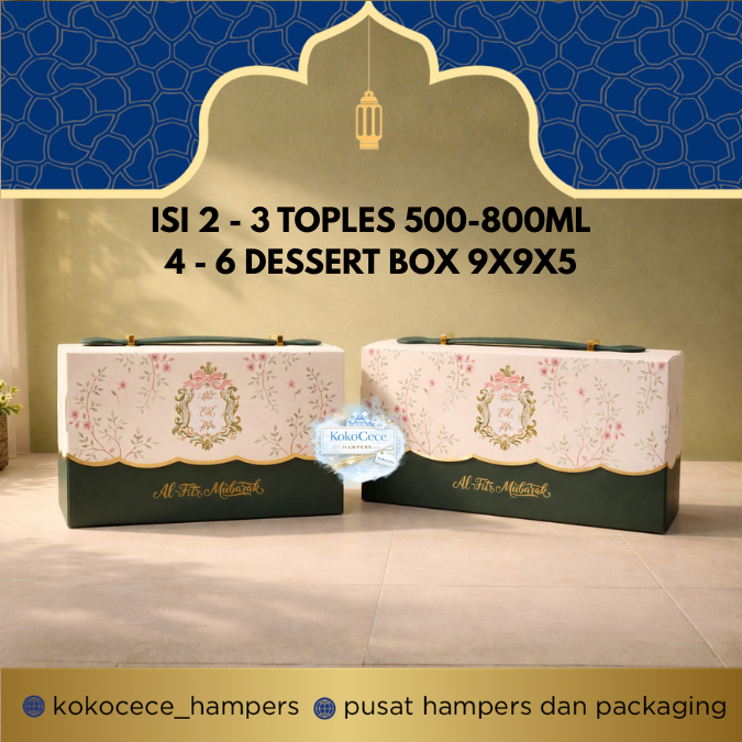 BOX LEBARAN TAS FLOWER KOTAK IDUL FITRI DUS KUE KERING ISI 2-3 TOPLES TABUNG MAX 500-800ml dan Tople