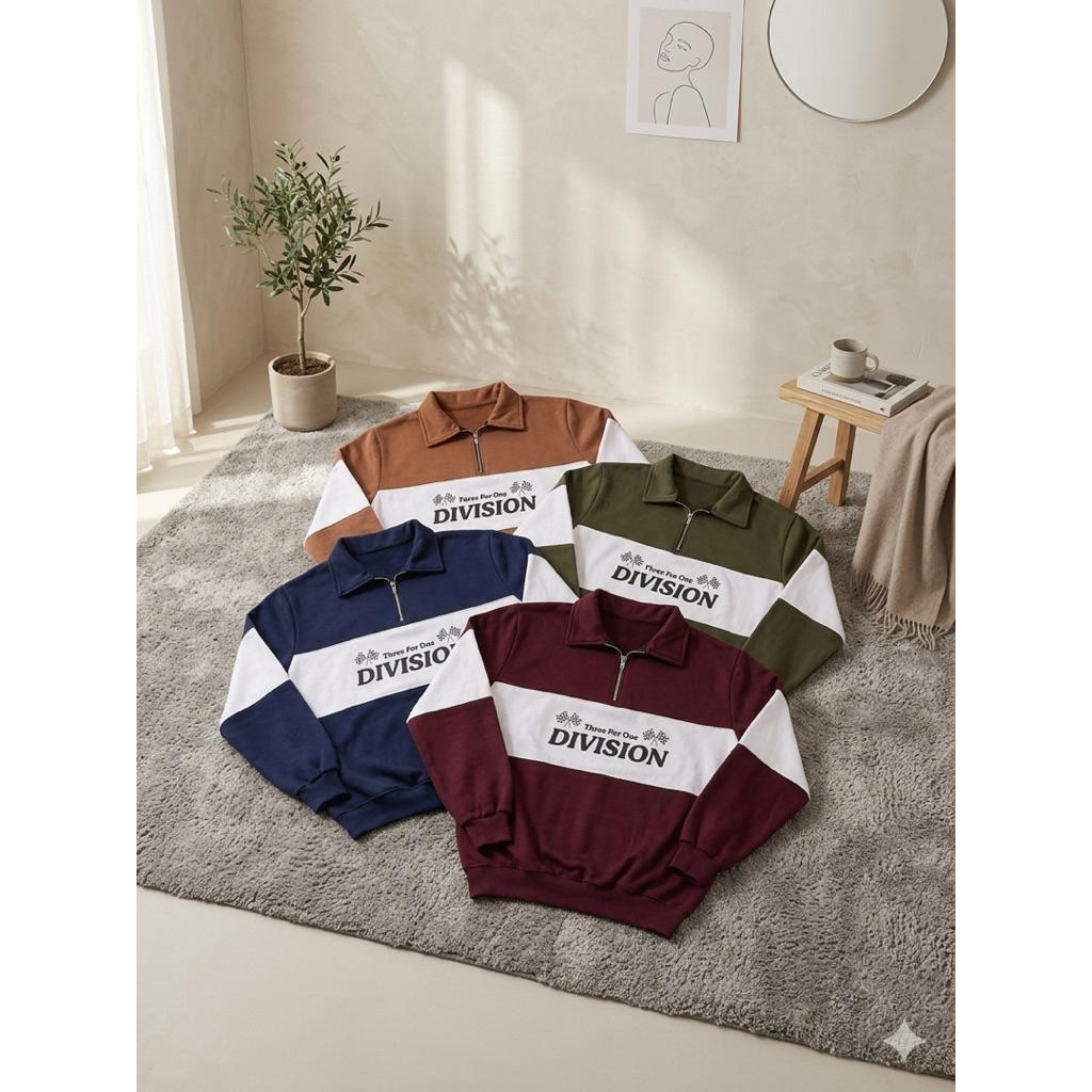 SWEATER HALFZIP RUGBY  dvsn PRIA WANITA UNISEX PREMIUM