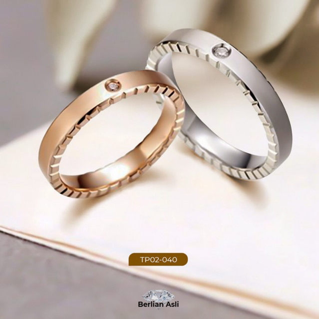 Cincin Kawin Couple Berlian Asli | Emas, Perak, Palladium | Custom Nama & Ukuran | Elegan Minimalis 