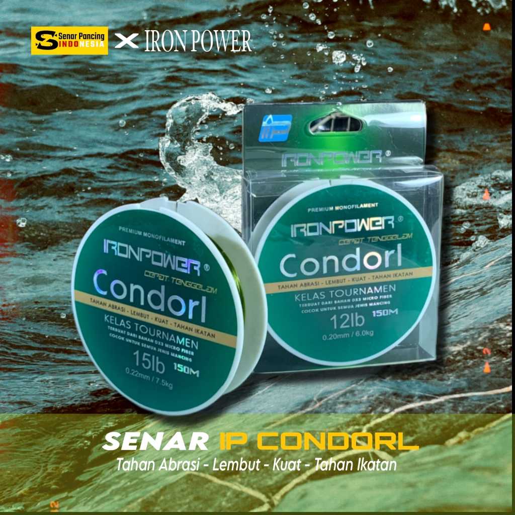 Senar Pancing Iron Power Condorl Nylon 150M - Senar Pancing Monofilament Seuper Kuat, Super Lentur