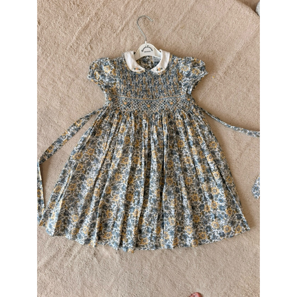 Sarah Louise Yellow blue smocked dress preloved