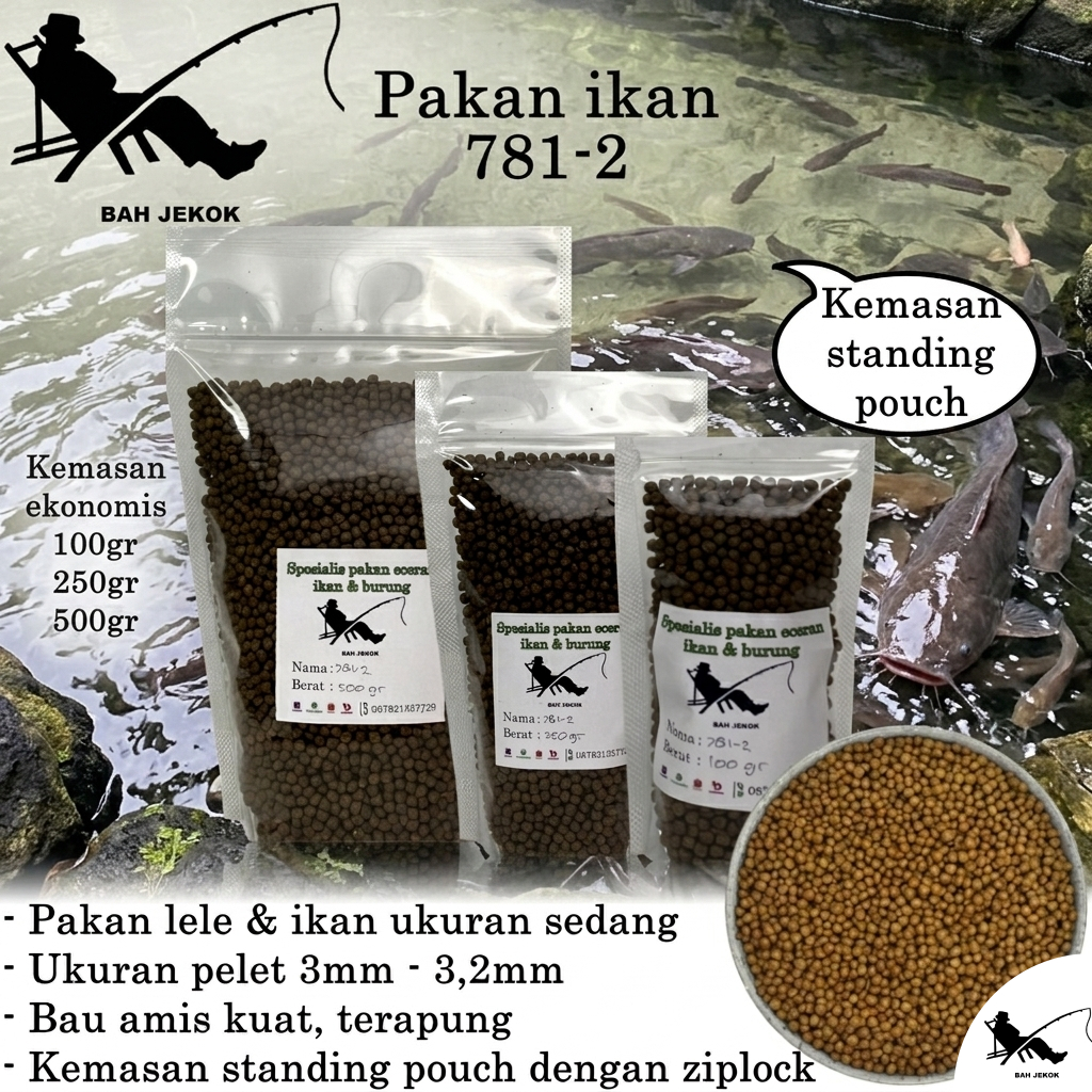 Pelet 781-2 Pakan Ikan Lele Mas Nila Gabus dll di kolam & Akuarium SP (100gr - 500gr).