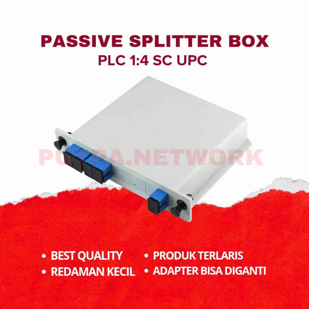 Box Passive Splitter 1:4 PLC Fiber Optik FTTH SC UPC Cocok Untuk ODC ODP High Quality