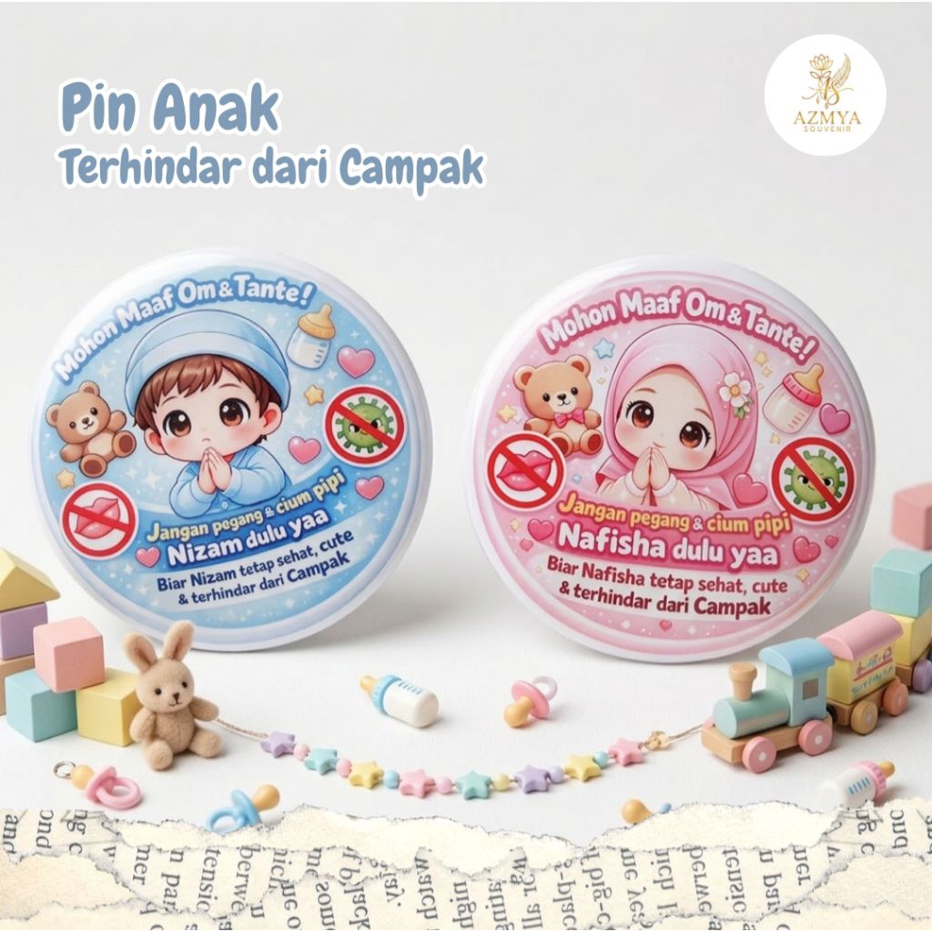Pin Proteksi Bayi Anti Campak & Virus - Pin Peniti Custom Nama Berkualitas