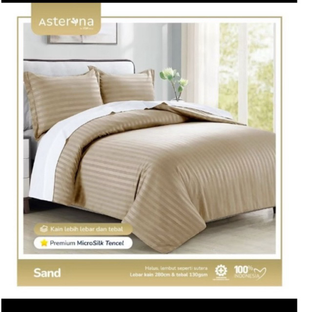Preloved set bedcover sprei hotel bahan microtencel 160x 200 warna sand