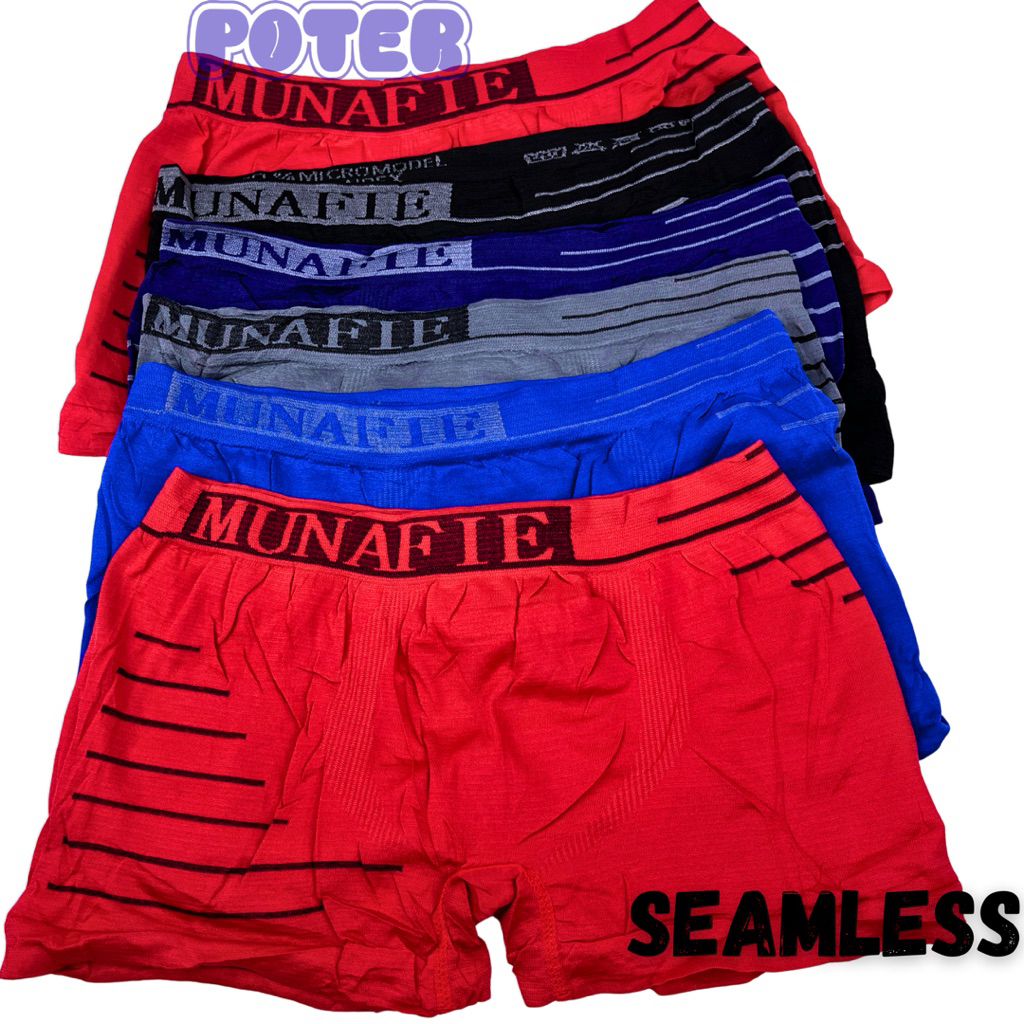3/6 Boxer pria dewasa remaja rajut seamless katun nyaman Celana dalam big size jumbo munafie brief