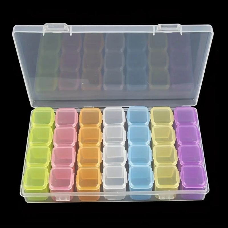 Kotak Penyimpanan 28 Sekat Plastik Box Organizer Multifungsi Transparan