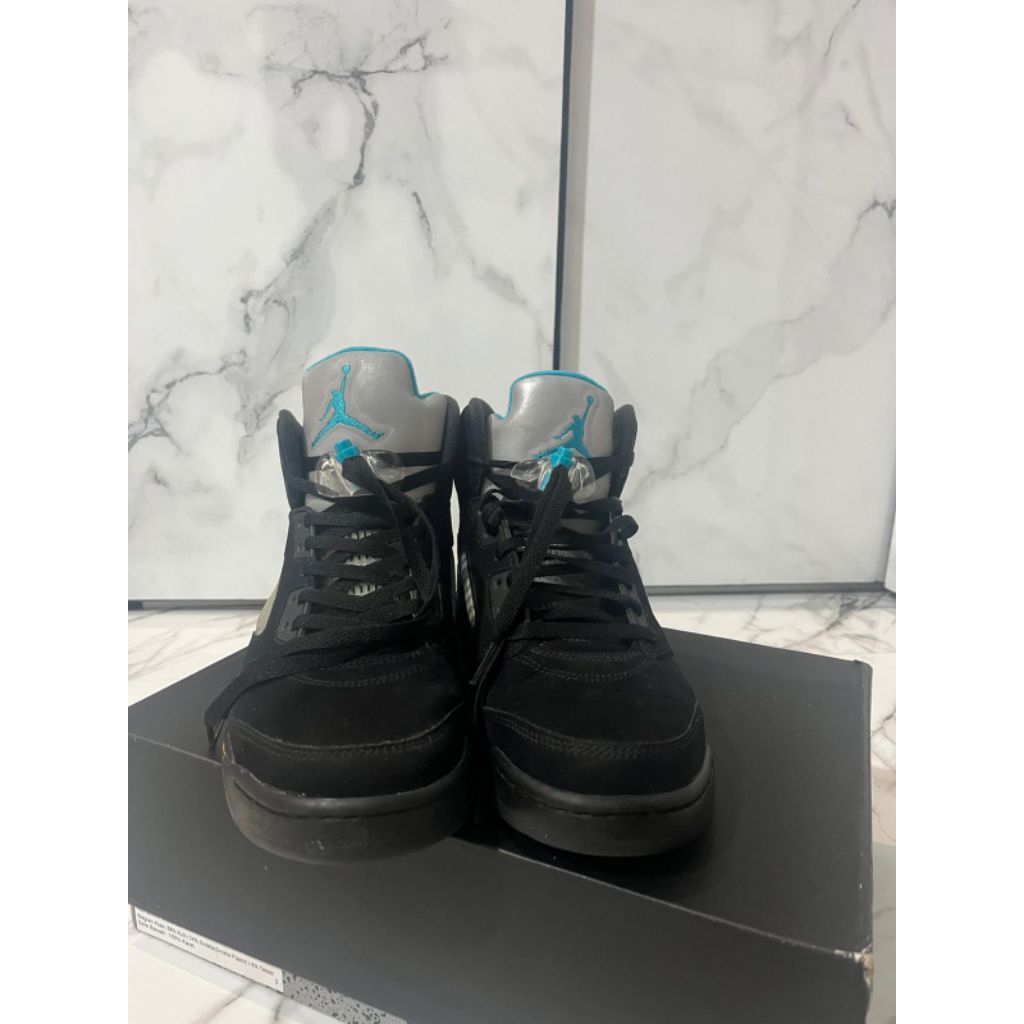 Sepatu Air Jordan 5 Retro Black/Aquatone