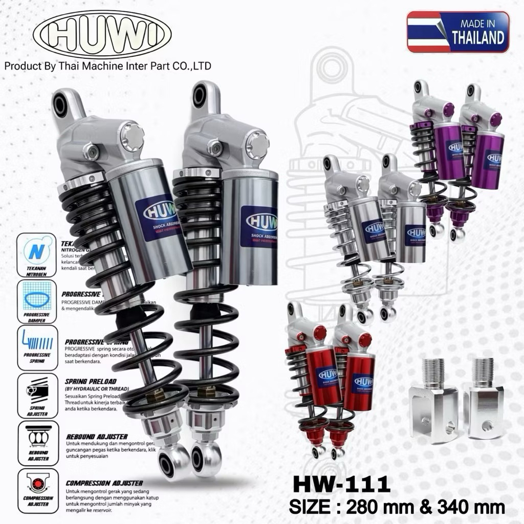 Shockbreaker Huwi Model VND Shock Double Tabung Atas Uk 280 320 340 Universal Nmax Pcx Aerox Lexi Ad