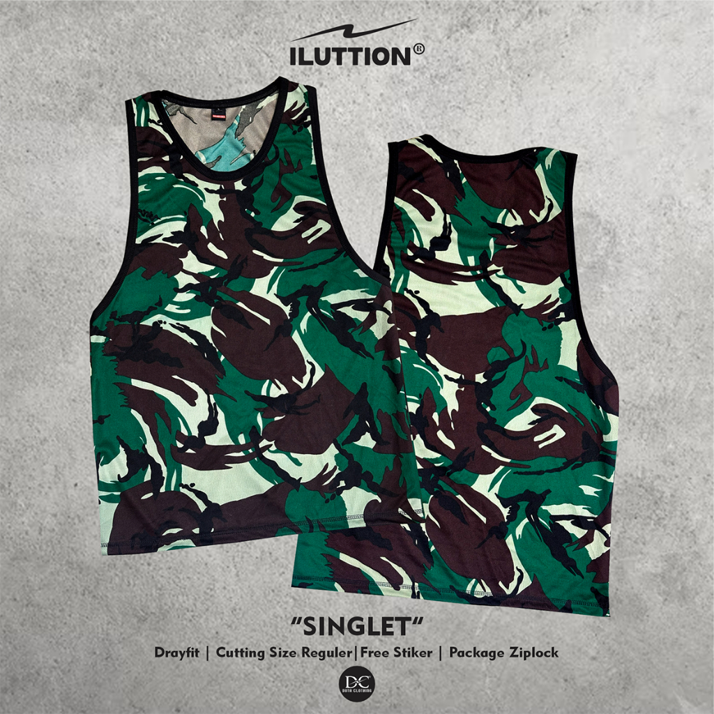 KAOS SINGLET PRIA ARMY/ PAKAIAN PRIA / SINGLET DISTRO PRIA SANTAI Kain Nyaman Bali Rib Combed Slim F