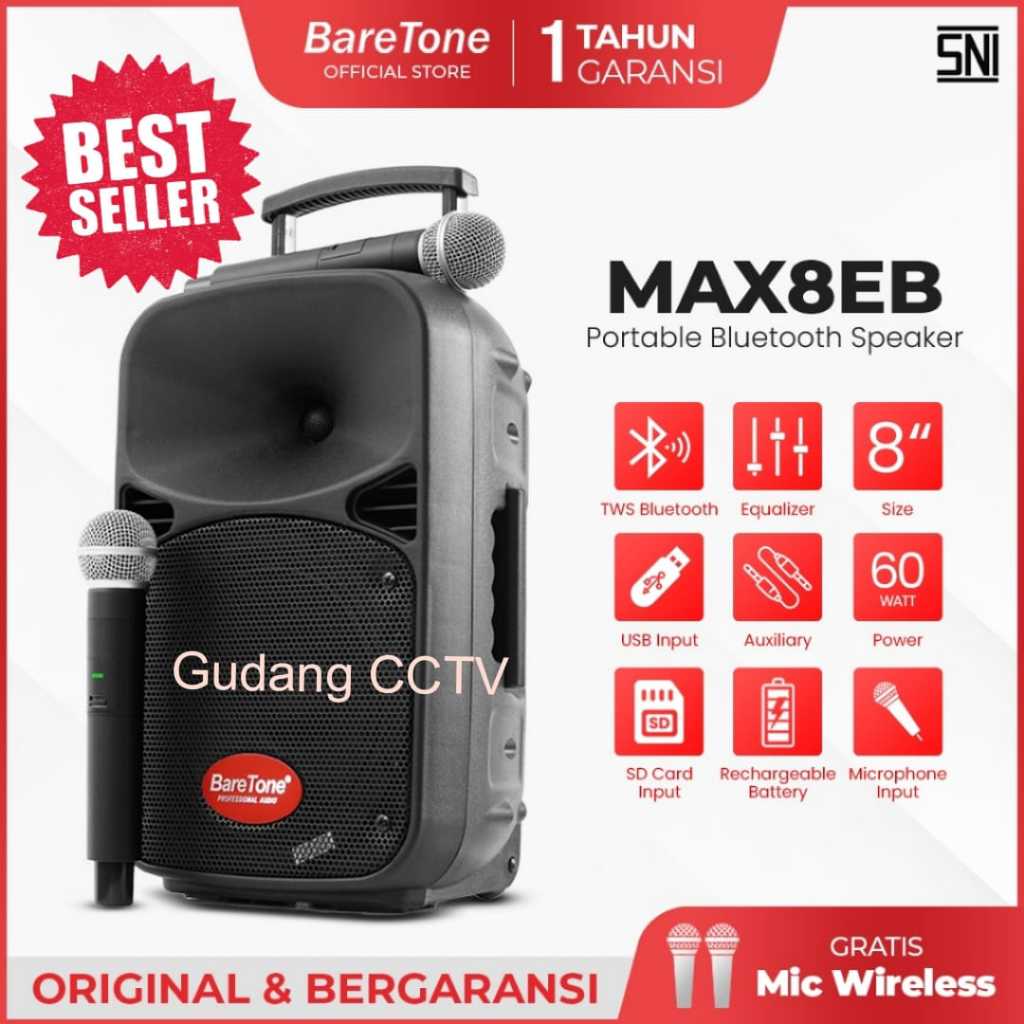 Baretone MAX8EB Speaker Aktif Portable 8 Inch Cocok Untuk Karaoke