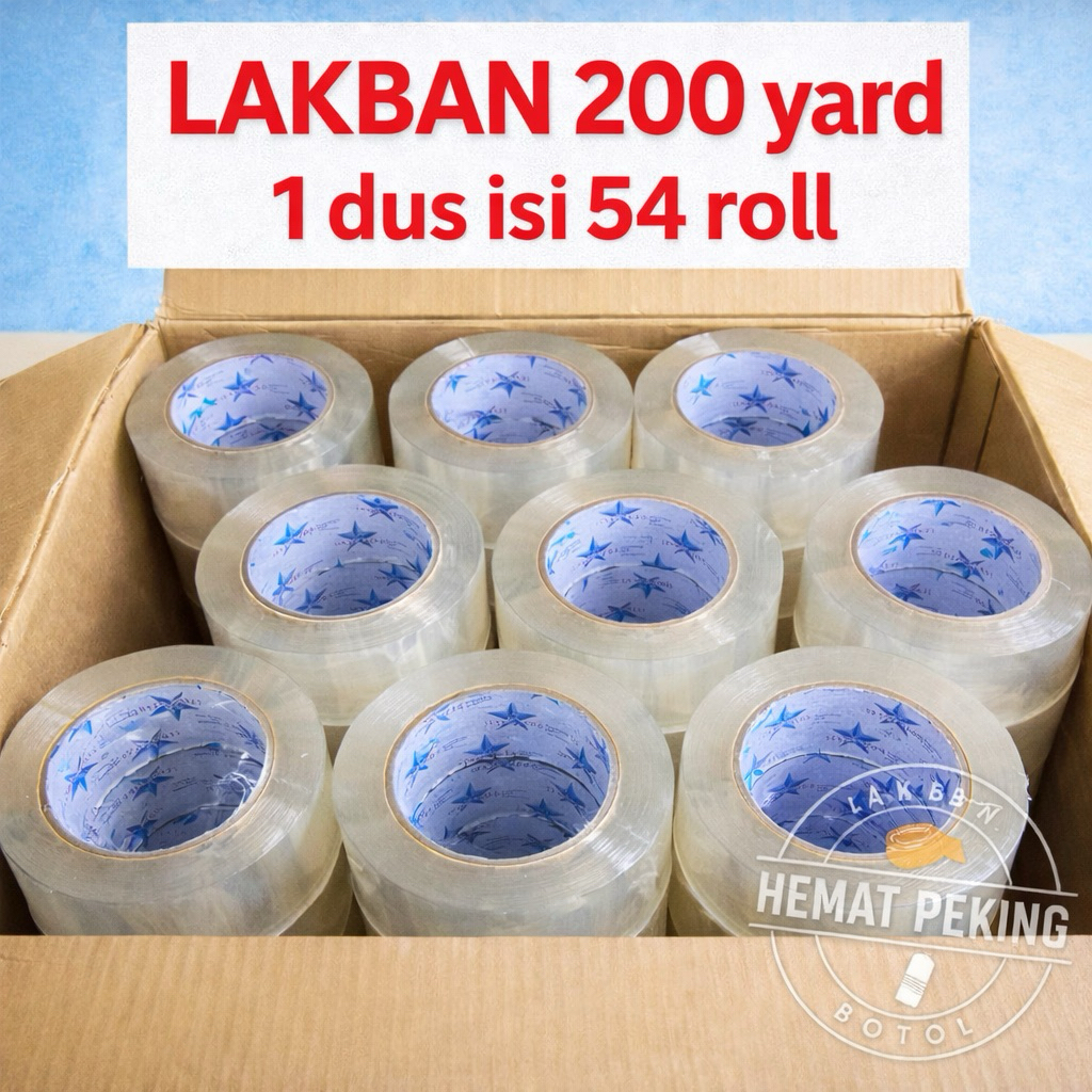 Lakban 200 yard BENING 1 dus isi 54 roll