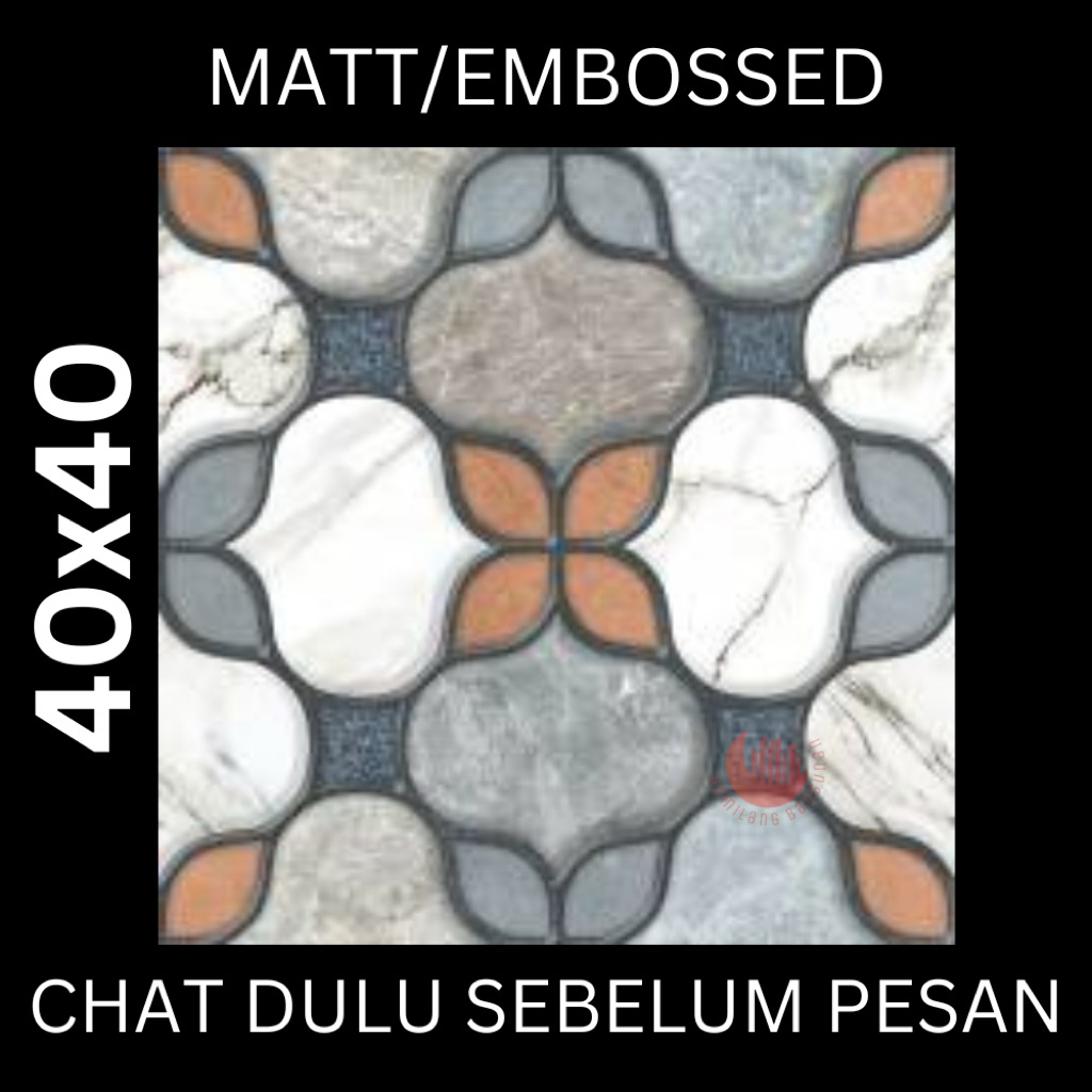 KERAMIK 40x40 MOREMI GREY / KERAMIK LANTAI / KERAMIK KASAR / MOTIF BUNGA