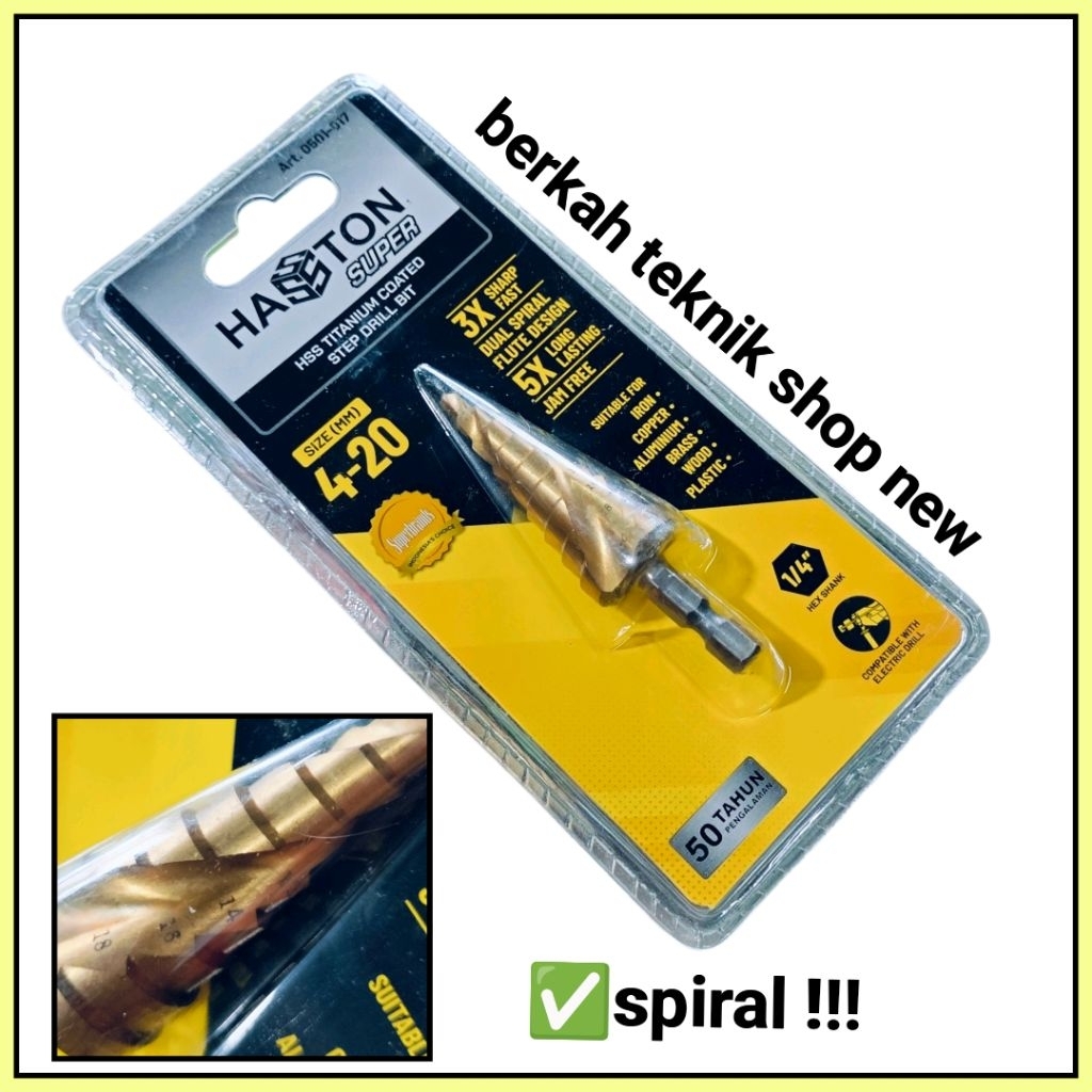 MATA BOR PAGODA / PIRAMID (susun-spiral) HASSTON (4 - 20 mm) MATA BOR KERUCUT PIRAMID BOR BESI KAYU