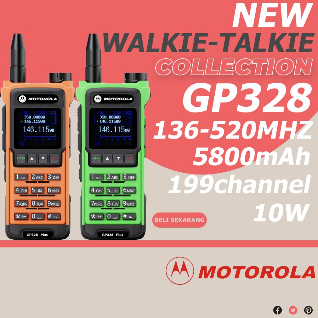 Motorola HT Walkie Talkie Mini Jarak jauh 15KM Walky Talky Dual band Ganda PTT Saluran 199 Kekuatan 