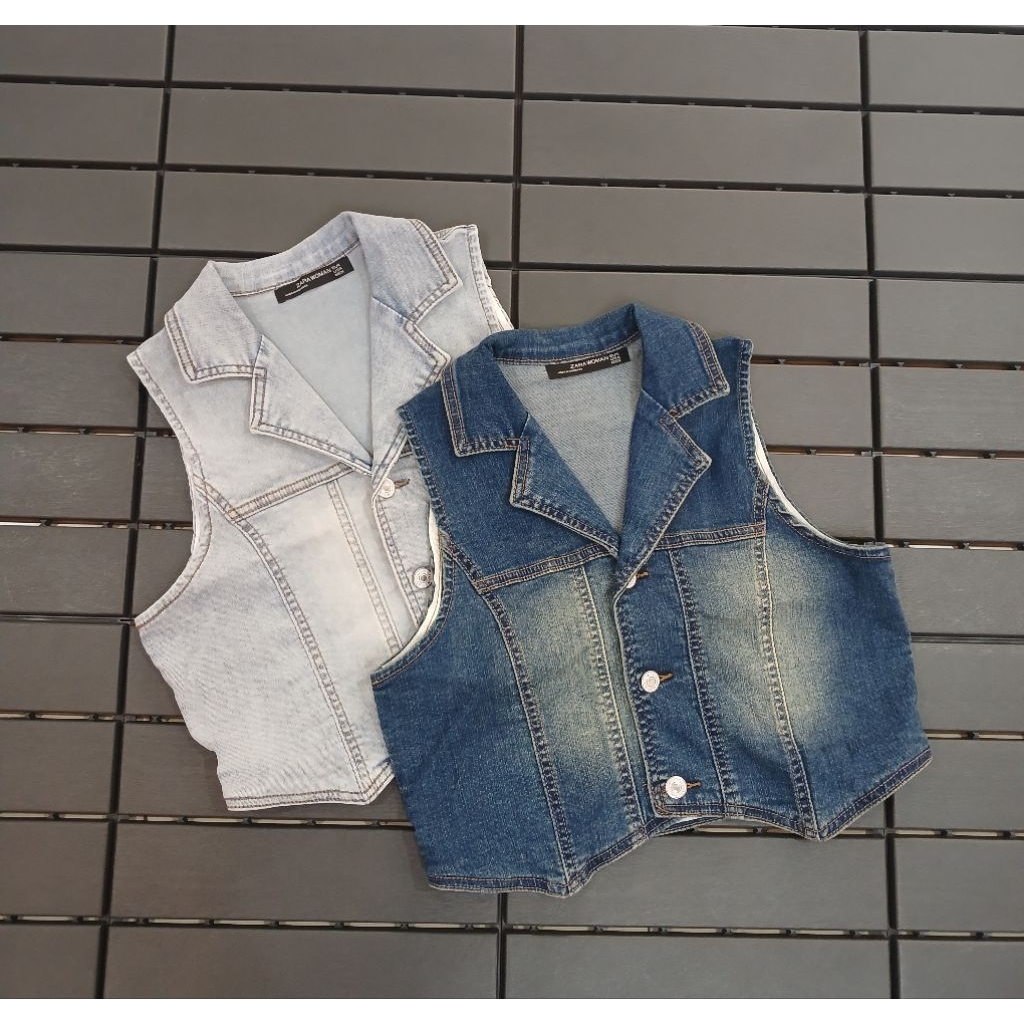 608 vest jeans zars wanita import atasan rompi wanita jeans