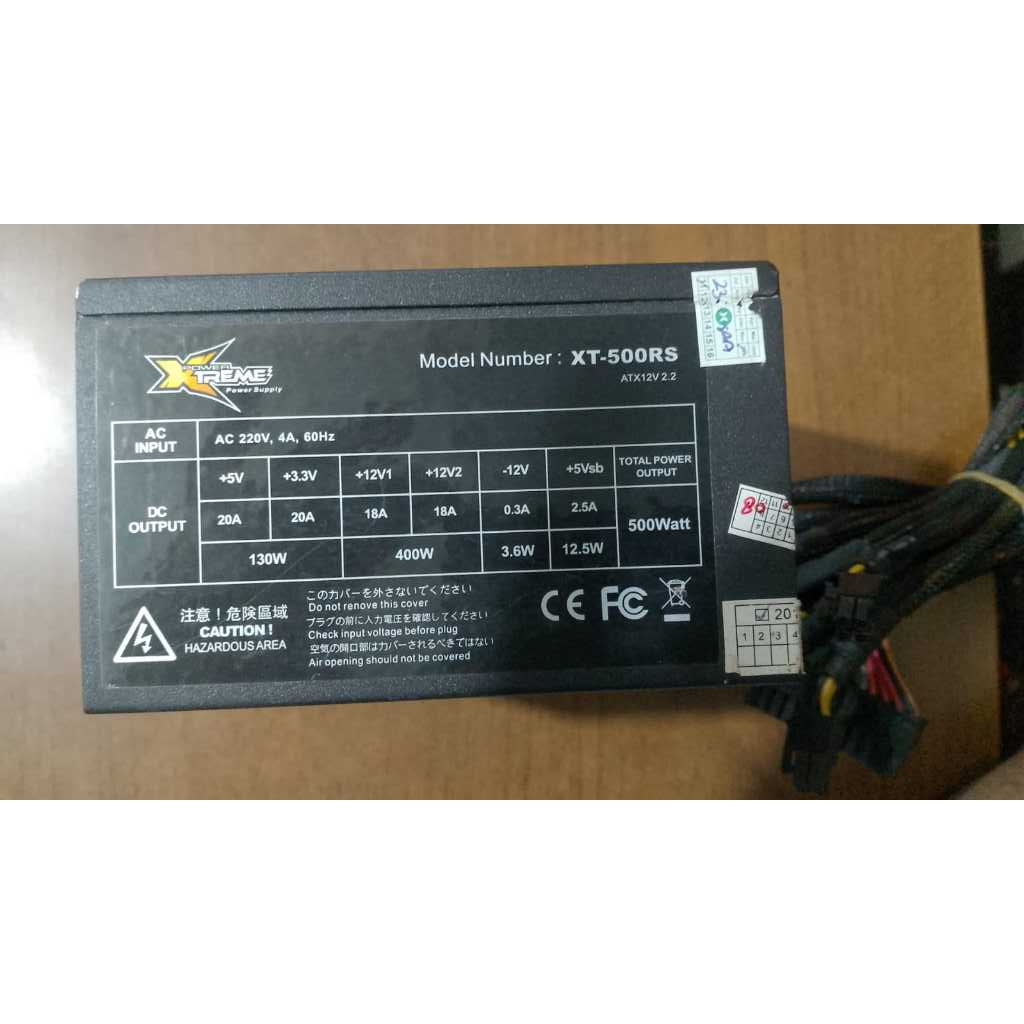 Power Suplai PC Power Xtreme 500Watt Model Number; XT-500RS 6PIN Second) Cabutan Original