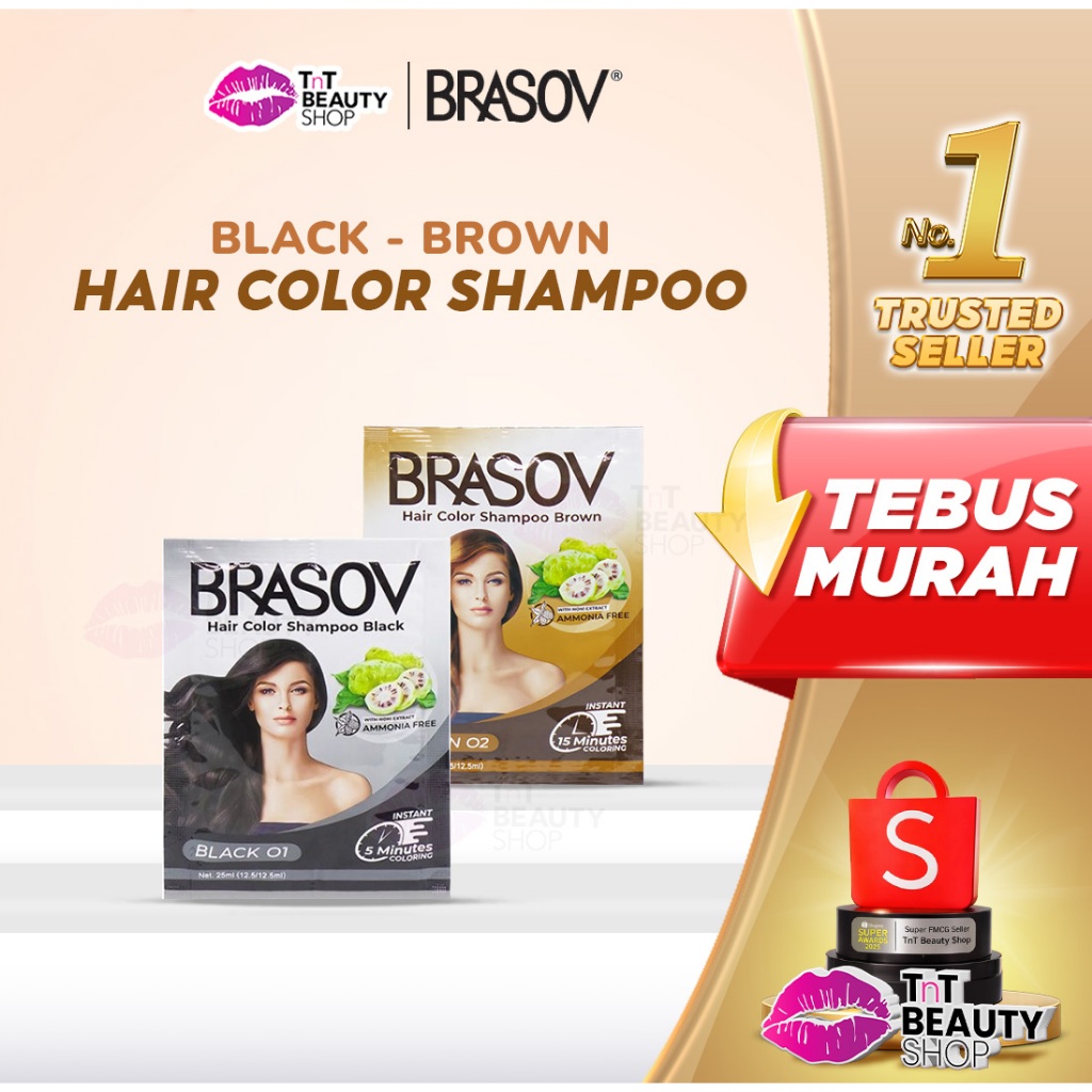 BRASOV Hair Color Shampoo - Shampo Pewarna Rambut Extra Nino 25ml | TnT Beauty Shop