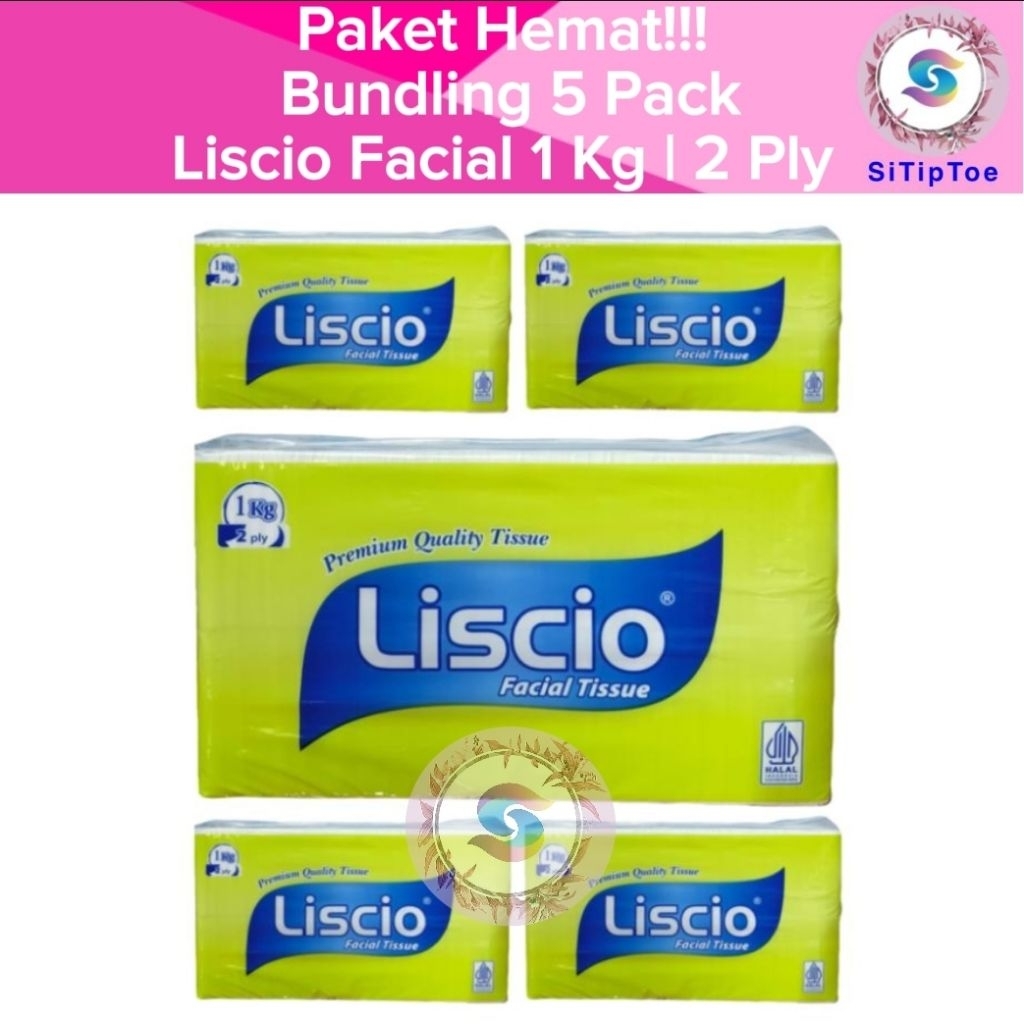 [Promo Bundling 5 Pack] Tisu LISCIO Facial Tissue 1000 Gram 2 Ply Tisu Wajah 1 Kg Murah Grosir Promo