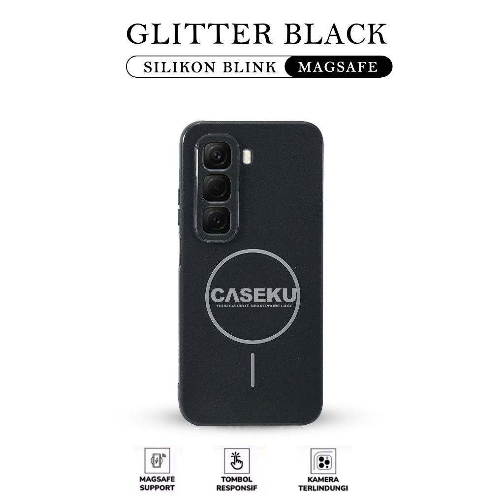 Caseku Case Magsafe Glitter black Magnetic Case for Infinix Hot 40 Infinix Hot 40 Pro Infinix Hot 40