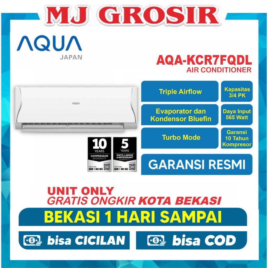 AC AQUA JAPAN KR 07 FQDL 7 FQDL 3/4 PK R32 LOW WATT LOW VOLT UNIT ONLY