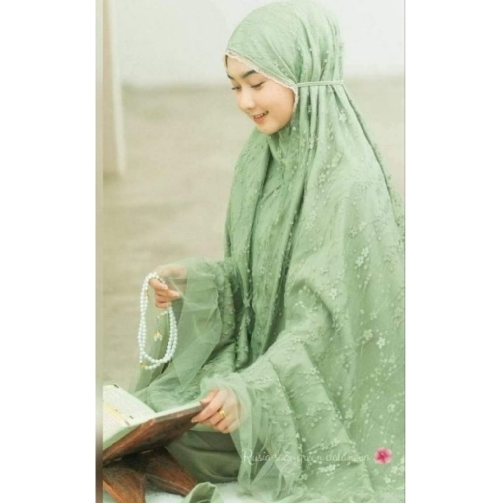 mukena Rusia dalanova variasi green mint