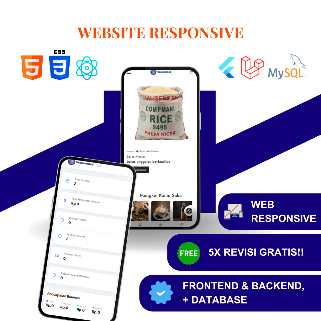 JASA PEMBUATAN WEBSITE, LARAVEL + DATABASE