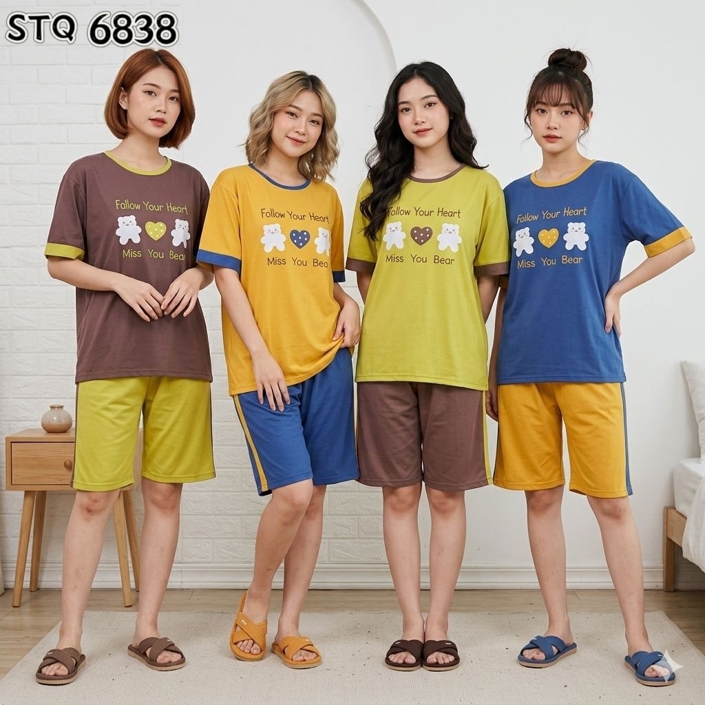 SETELAN BABYDOLL AMRO DEWASA STQ 3/4 6838 CELANA PENDEK