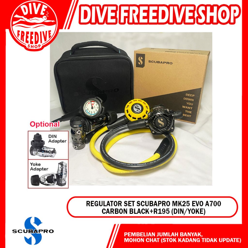 Paket Regulator Set Scubapro Package MK25 Evo A700 Carbon BT Octopus R195 Pressure Gauge Zeepro Scub
