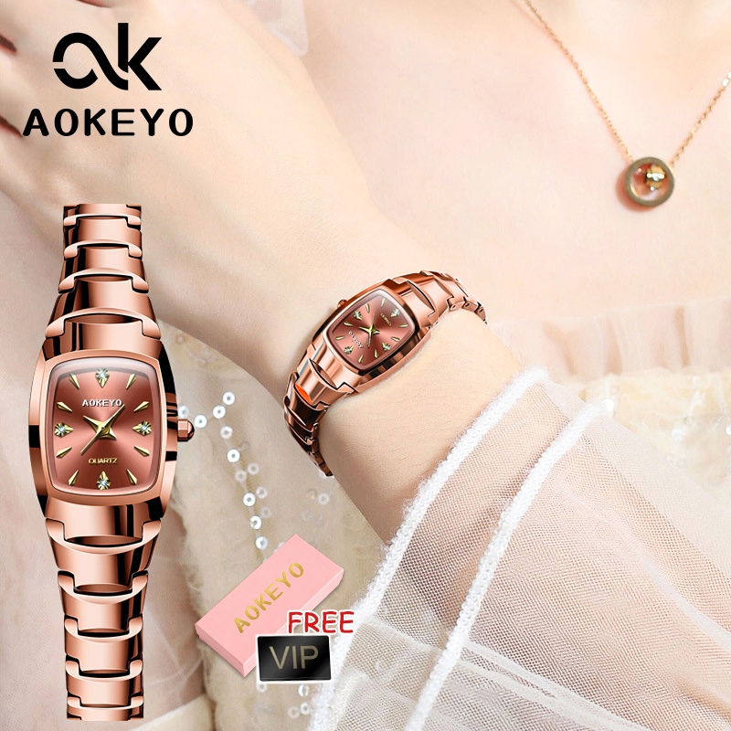 AOKEYO W210 Jam Tangan Wanita Original Berlian Anti Air Analog Korea Kuarsa Jam Tangan Cewek
