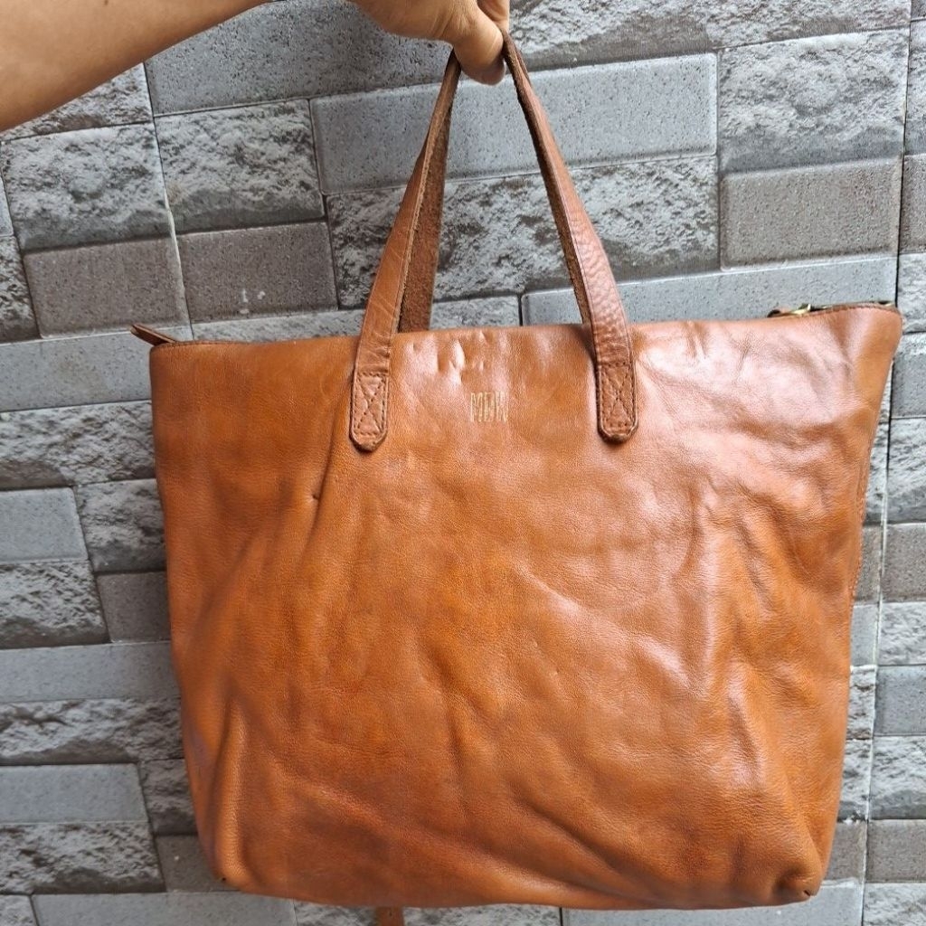 Tote Bag Genuine Leather, Tas Kulit Sapi Asli