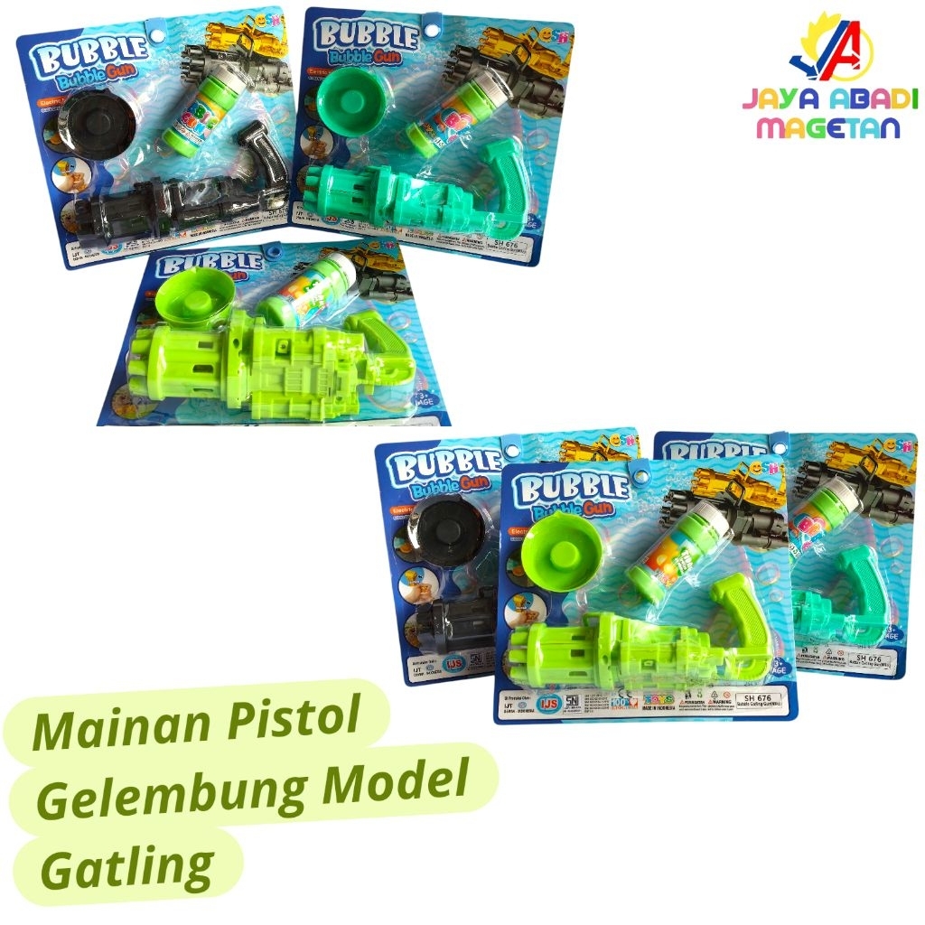MAINAN ANAK PISTOL GELEMBUNG MODEL GATLING KEMASAN SET SH 676