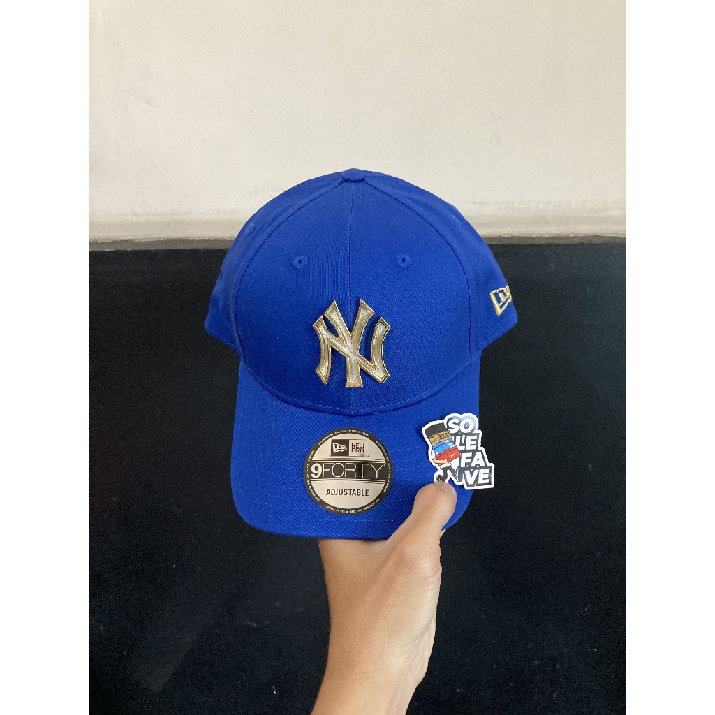 TOPI NEW ERA 940 STRAPBACK X MLB NY YANKEES METAL GOLD BADGE BLUE ORIGINAL NO BOX