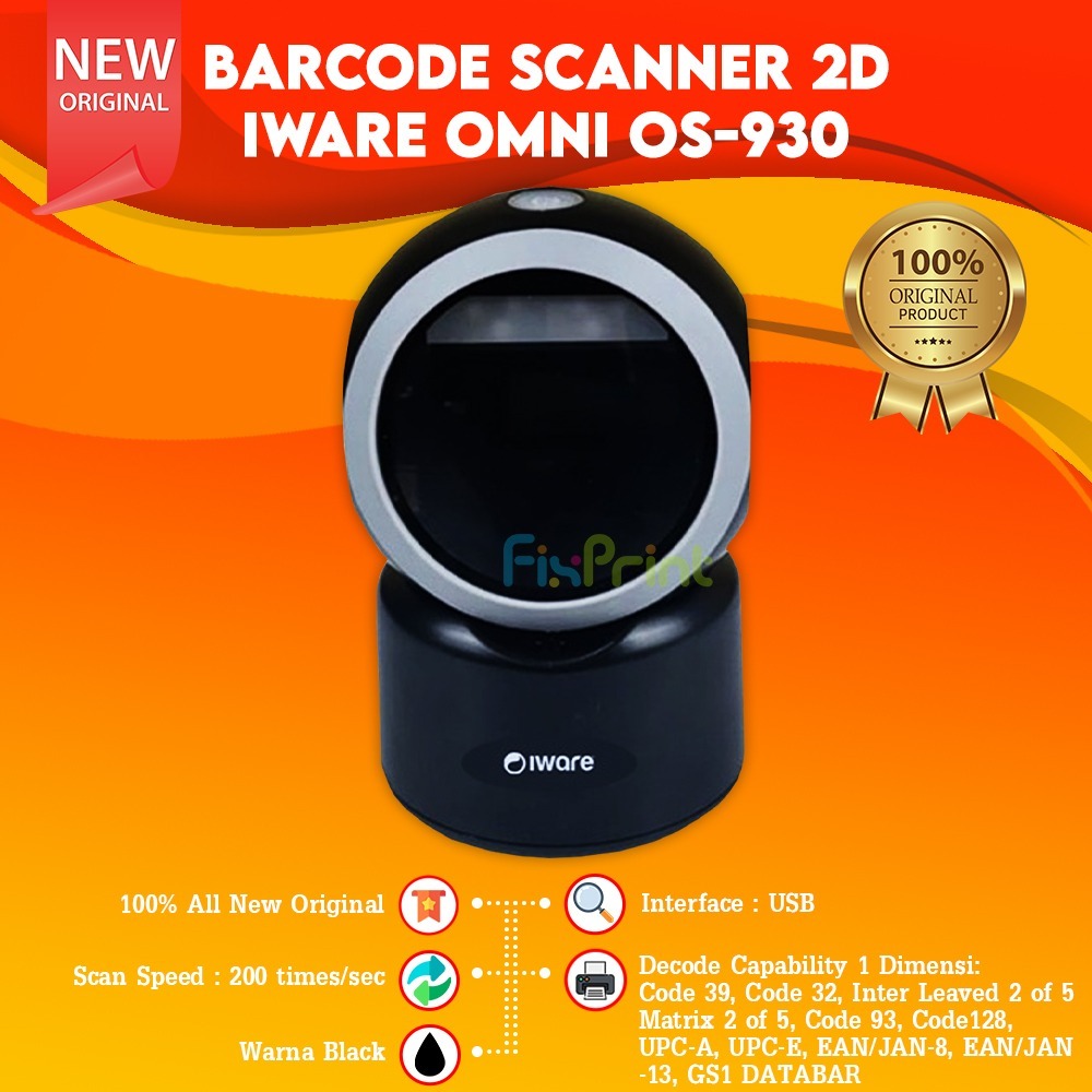 SCANNER BARCODE QR CODE( 2D + 1D ) OMNI IWARE OS 930 GARANSI RESMI / Barcode Scanner 1 Dimensi IWare