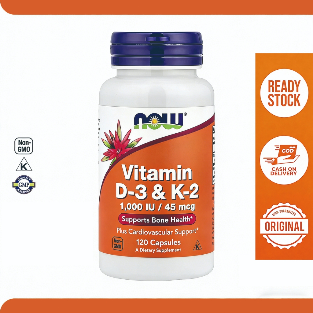 Now Vitamin D-3 1000IU K-2 45mcg K2 / Vitamin D3 K2 120 Capsules