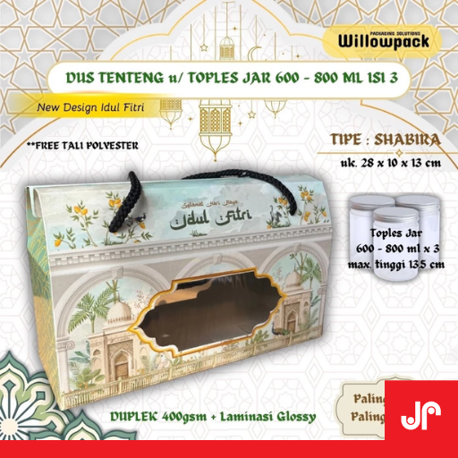 DUS IDUL FITRI TOPLES JAR 800ML 600ML ISI 3 SHABIRA / KARDUS BOX HAMPERS KUE KERING LEBARAN