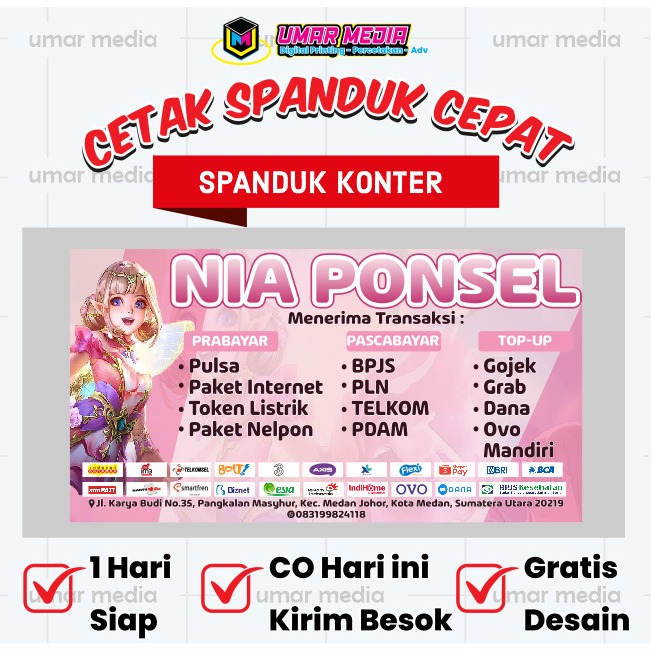 Banner Cepat Spanduk Konter Pulsa & Paket Data – Banner Jual Pulsa All Operator