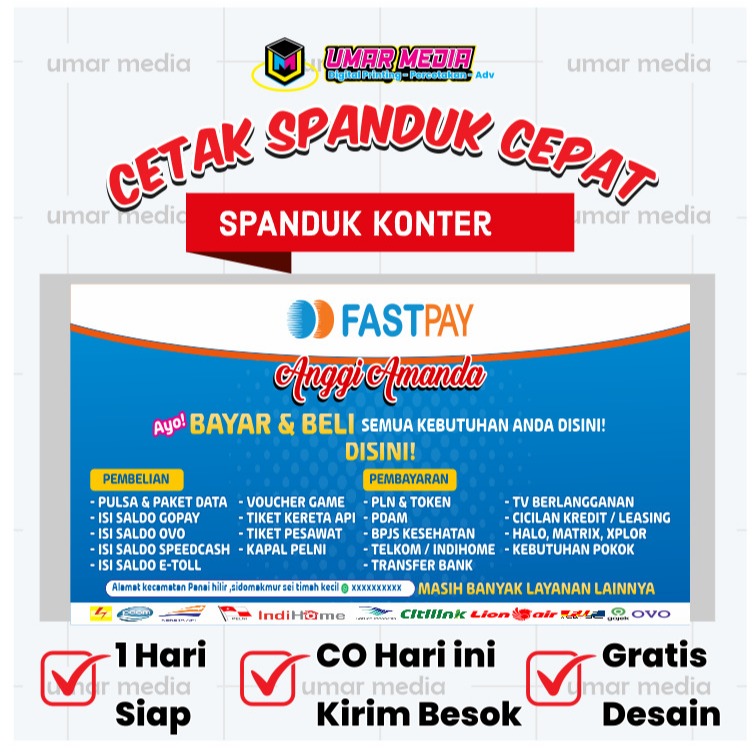 Banner cepat Spanduk Fastpay PPOB – Banner Pembayaran Listrik, Pulsa, BPJS