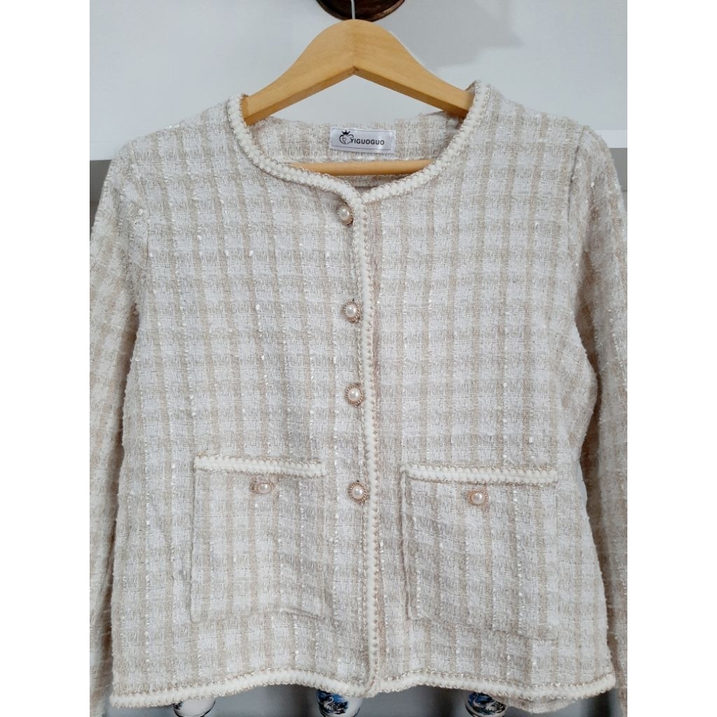 Tweed Blazer White