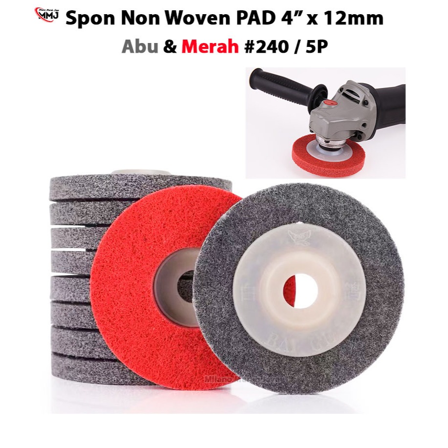 Spon non woven 4" x 12mm grit #240 non woven pad