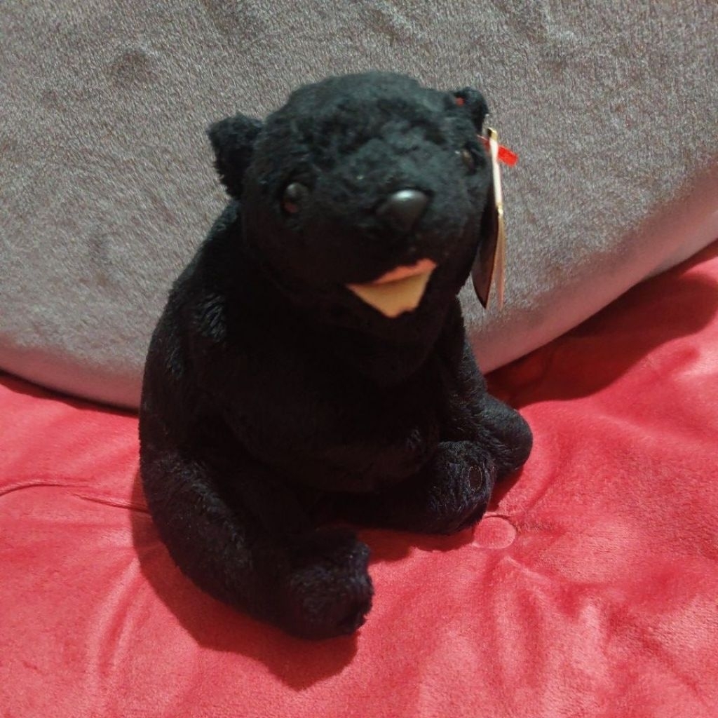 boneka beruang hitam TY bawah bulir tag ori